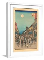 Japanese Woodblock, Street at Night-null-Framed Art Print