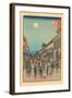 Japanese Woodblock, Street at Night-null-Framed Art Print