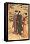 Japanese Woodblock, Three Women in Snow-null-Framed Stretched Canvas