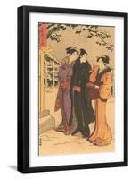 Japanese Woodblock, Three Women in Snow-null-Framed Art Print