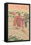 Japanese Woodblock, Two Ladies on Bridge-null-Framed Stretched Canvas