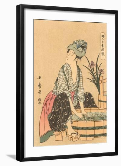 Japanese Woodblock, Washing Clothes-null-Framed Art Print