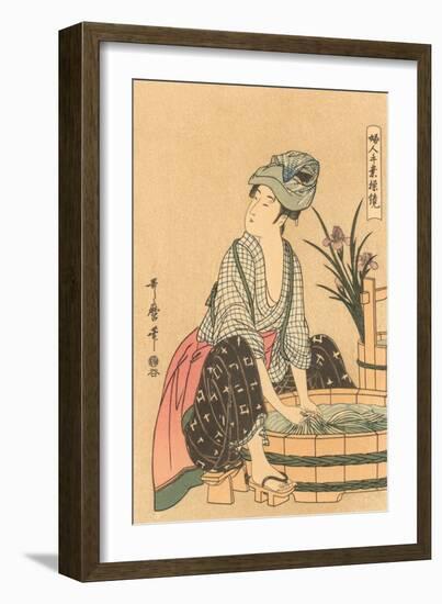 Japanese Woodblock, Washing Clothes-null-Framed Art Print