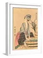 Japanese Woodblock, Washing Clothes-null-Framed Art Print
