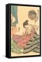 Japanese Woodblock, Woman Combing Hair-null-Framed Stretched Canvas