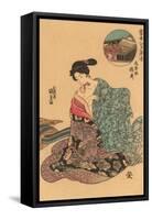 Japanese Woodblock, Woman Dressing-null-Framed Stretched Canvas