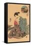 Japanese Woodblock, Woman Dressing-null-Framed Stretched Canvas