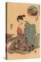 Japanese Woodblock, Woman Dressing-null-Stretched Canvas