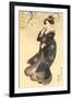 Japanese Woodblock, Woman in Breeze-null-Framed Art Print