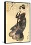 Japanese Woodblock, Woman in Breeze-null-Framed Stretched Canvas