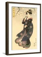 Japanese Woodblock, Woman in Breeze-null-Framed Art Print