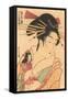 Japanese Woodblock, Woman with Doll-null-Framed Stretched Canvas