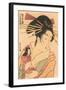 Japanese Woodblock, Woman with Doll-null-Framed Art Print