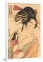 Japanese Woodblock, Woman with Doll-null-Framed Art Print