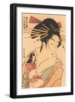 Japanese Woodblock, Woman with Doll-null-Framed Art Print
