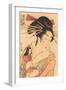 Japanese Woodblock, Woman with Doll-null-Framed Art Print