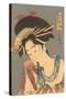 Japanese Woodblock, Woman with Scarf in Mouth-null-Stretched Canvas
