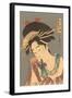 Japanese Woodblock, Woman with Scarf in Mouth-null-Framed Art Print