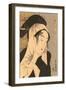 Japanese Woodblock, Woman with Scarf-null-Framed Art Print