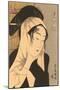 Japanese Woodblock, Woman with Scarf-null-Mounted Art Print