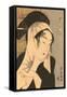 Japanese Woodblock, Woman with Scarf-null-Framed Stretched Canvas