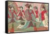 Japanese Woodblock, Women with Fans-null-Framed Stretched Canvas