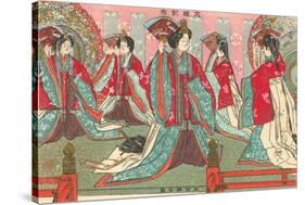 Japanese Woodblock, Women with Fans-null-Stretched Canvas