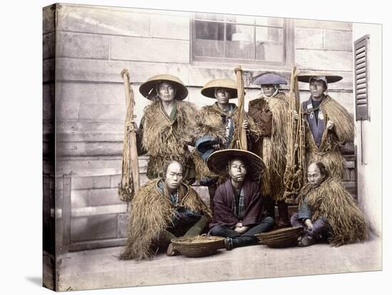 Japanese Yakonin in Dress of Ceremony, C.1868-Felice Beato-Stretched Canvas