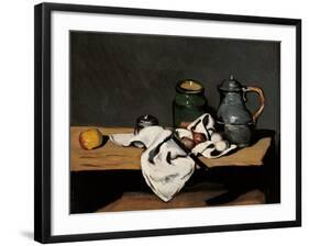 Jar, Coffee Pot and Fruit-Paul Cézanne-Framed Art Print