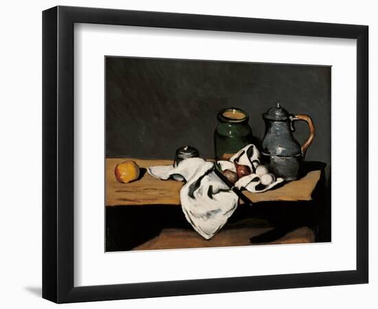 Jar, Coffee Pot and Fruit-Paul Cézanne-Framed Art Print