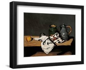 Jar, Coffee Pot and Fruit-Paul Cézanne-Framed Art Print