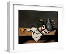 Jar, Coffee Pot and Fruit-Paul Cézanne-Framed Art Print