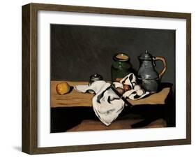 Jar, Coffee Pot and Fruit-Paul Cézanne-Framed Art Print