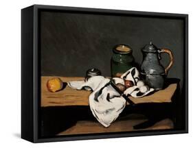 Jar, Coffee Pot and Fruit-Paul Cézanne-Framed Stretched Canvas