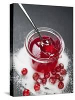 Jar of Redcurrant Jelly with Spoon, Sugar and Redcurrants-null-Stretched Canvas