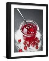 Jar of Redcurrant Jelly with Spoon, Sugar and Redcurrants-null-Framed Photographic Print