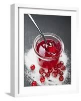 Jar of Redcurrant Jelly with Spoon, Sugar and Redcurrants-null-Framed Photographic Print