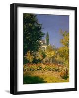 Jardin en fleurs a Sainte-Adresse. Garden in St. Adresse 1866. Oil on canvas 65 x 54 cm-Claude Monet-Framed Giclee Print