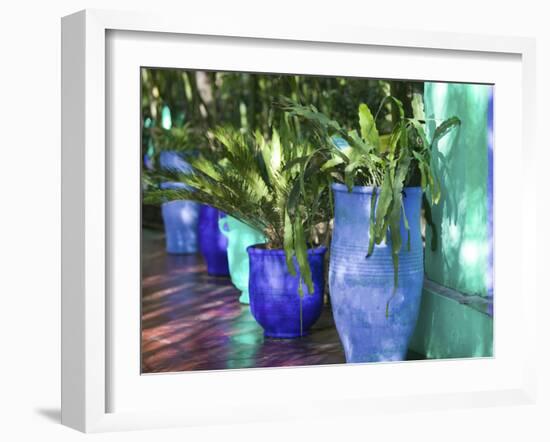 Jardin Majorelle and Museum of Islamic Art, Villa Pottery, Marrakech, Morocco-Walter Bibikow-Framed Photographic Print