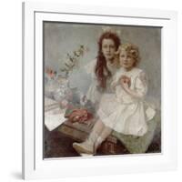 Jaroslava and Jiri - the Artist's Children, 1918-Alphonse Mucha-Framed Giclee Print