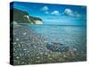 Jasmund National Park, sea, coast, car tyre on the beach-Mandy Stegen-Stretched Canvas