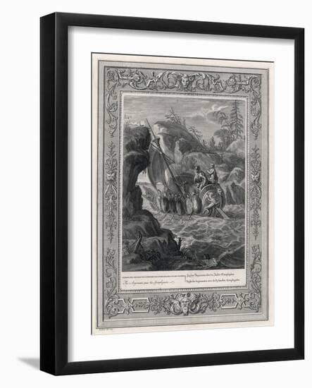 Jason and the Argonauts Sail Through the Symplegades a Pair of Clashing Rocks-Bernard Picart-Framed Art Print