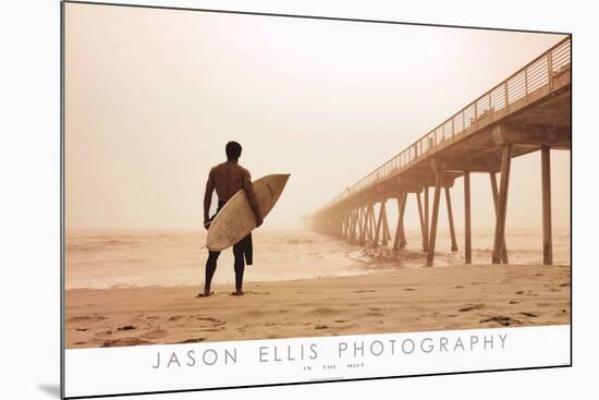 Jason Ellis In the Mist Surfer on Beach Art Print Poster-null-Mounted Poster