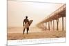 Jason Ellis In the Mist Surfer on Beach Art Print Poster-null-Mounted Poster