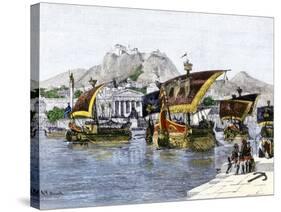 Jason's Ship Argo Leaving Ancient Corinth in the Quest for the Golden Fleece-null-Stretched Canvas