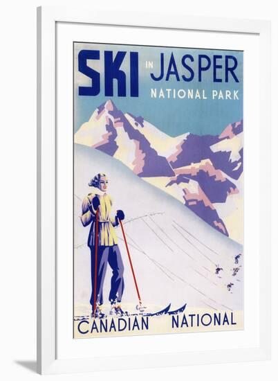 Jasper National Park, Canada - Woman Posing Open Slopes Poster-Lantern Press-Framed Art Print