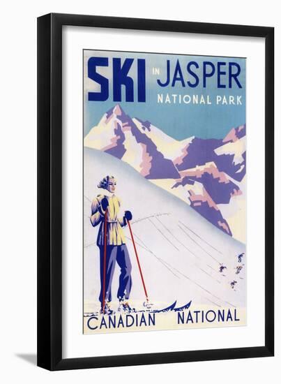 Jasper National Park, Canada - Woman Posing Open Slopes Poster-Lantern Press-Framed Art Print