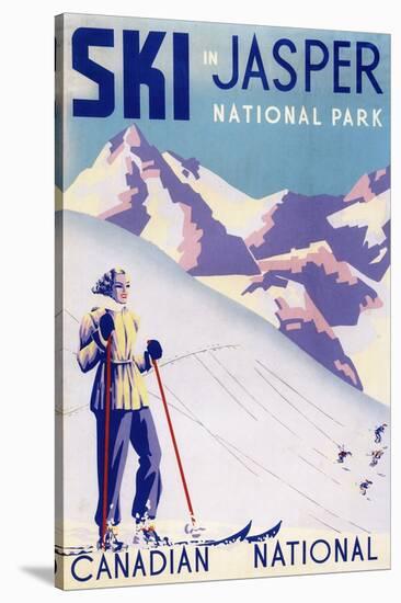 Jasper National Park, Canada - Woman Posing Open Slopes Poster-Lantern Press-Stretched Canvas