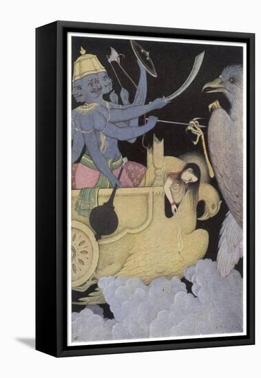 Jatayus King of the Vultures Tries to Rescue Sita from the Demon Ravana-K. Venkatappa-Framed Stretched Canvas