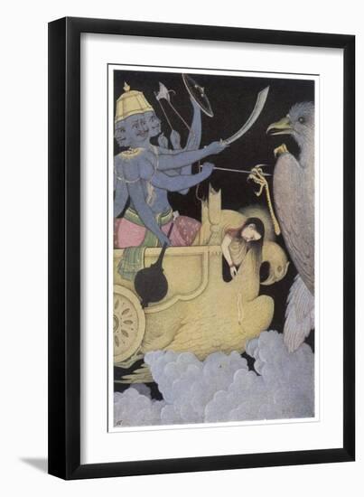 Jatayus King of the Vultures Tries to Rescue Sita from the Demon Ravana-K. Venkatappa-Framed Art Print